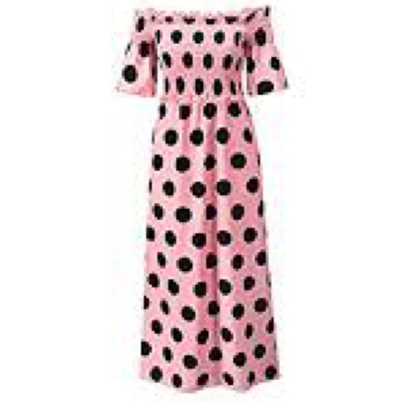 Generic Dresses & Skirts - Shoulder Bra Dress with Elastic Texture and Polka Dot Print Skirt Misses Dress